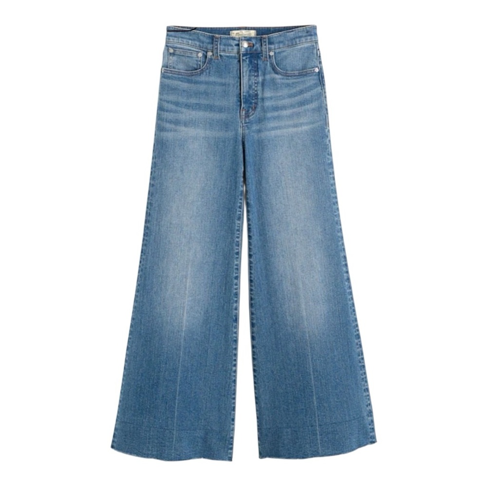 Madewell Wide Leg Crop Blue Denim Retro Stretch Cotton Jeans Women’s 28 - Picture 6 of 15